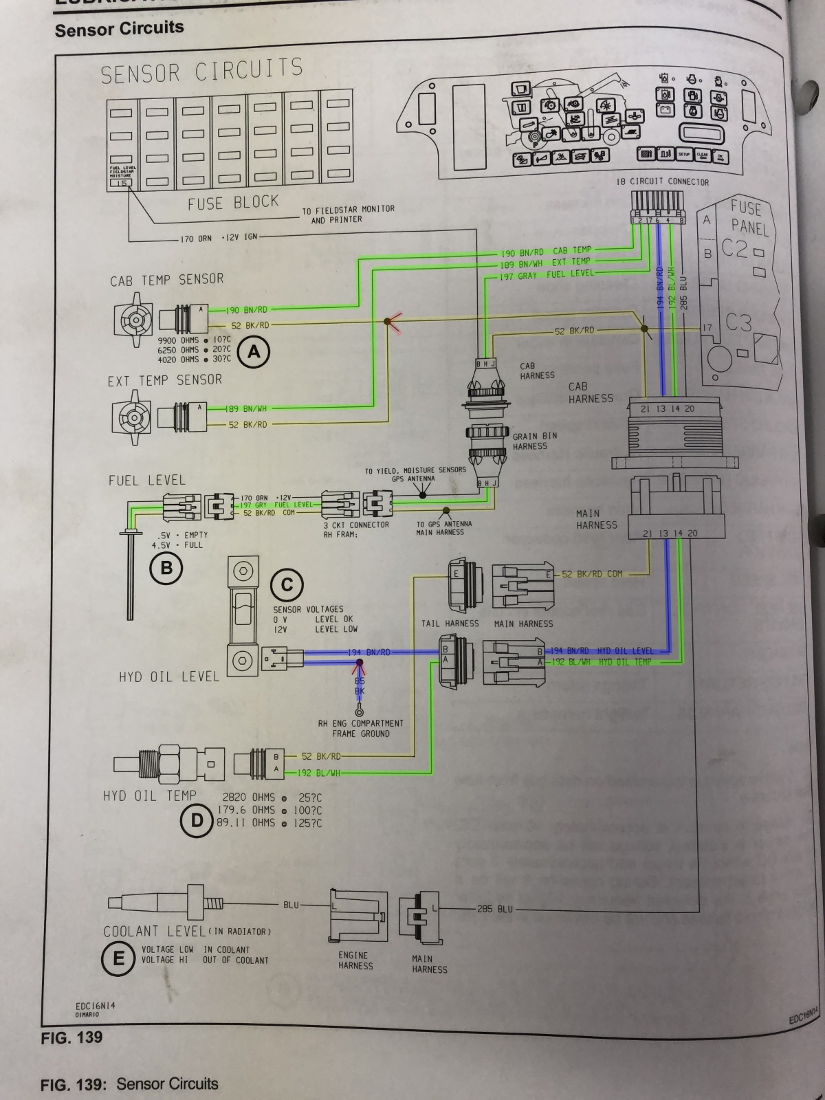 S67 cab temp sensor and external temp sensor messed up. Wiring problem ...